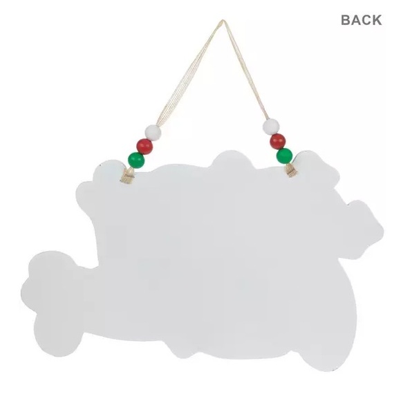 NWT- 15x17- White & Black Merry Christmas Wooden Decor Sign with beaded hanger - Picture 17 of 17